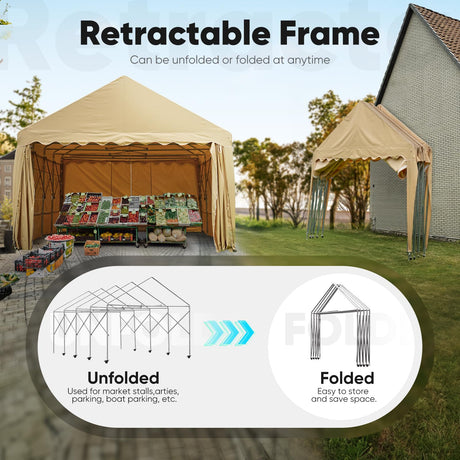 Quictent 13'x20' Retractable Carport with Wheels