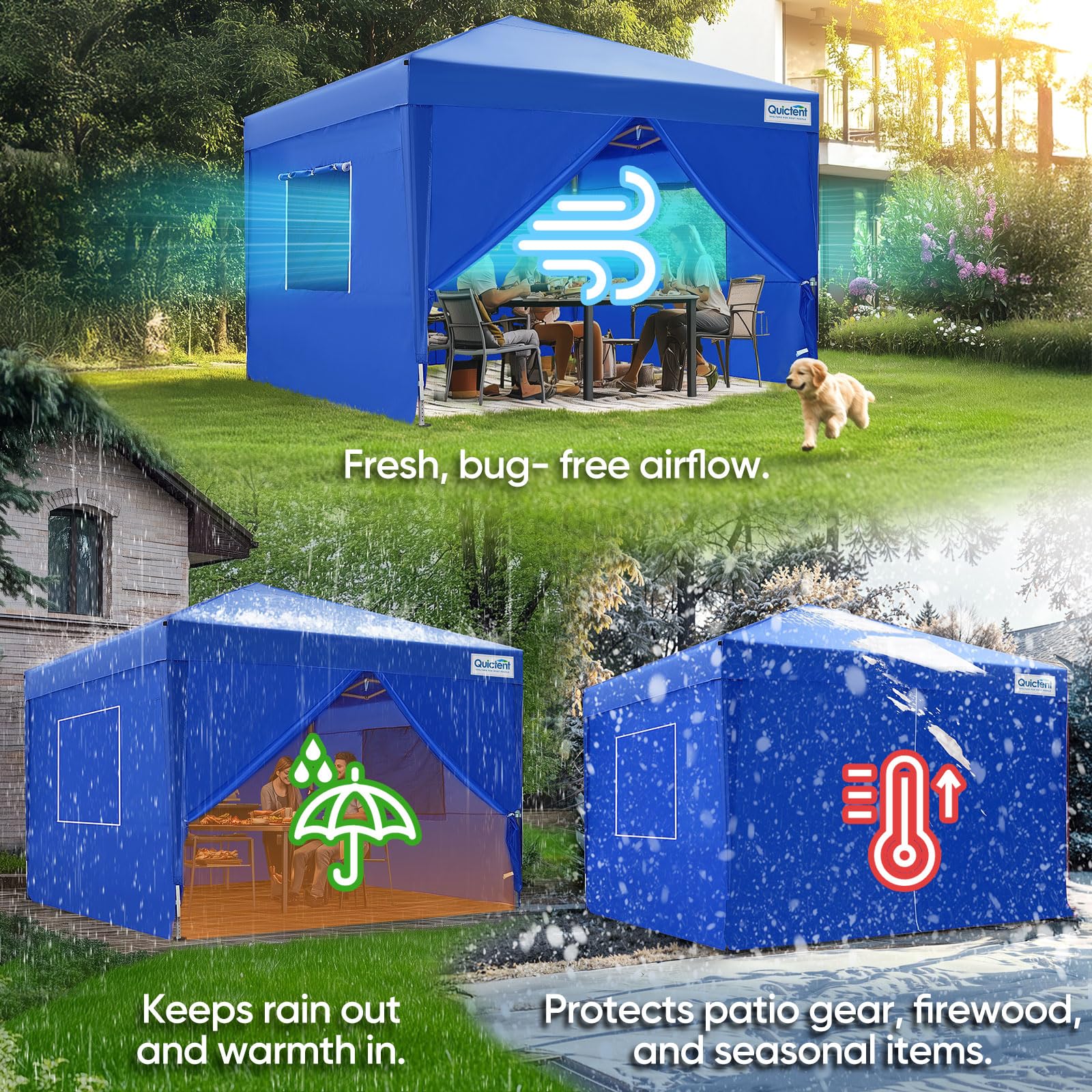 Quictent 8'x8' Privacy Pop Up Canopy with Ventilated Windows - Blue