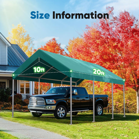 Quictent 10'x20' Carport Replacement Cover with Edge - Green