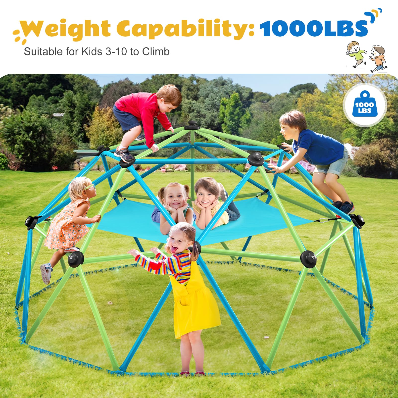 Zupapa 10FT 1000LBS Climbing Dome with Hammock