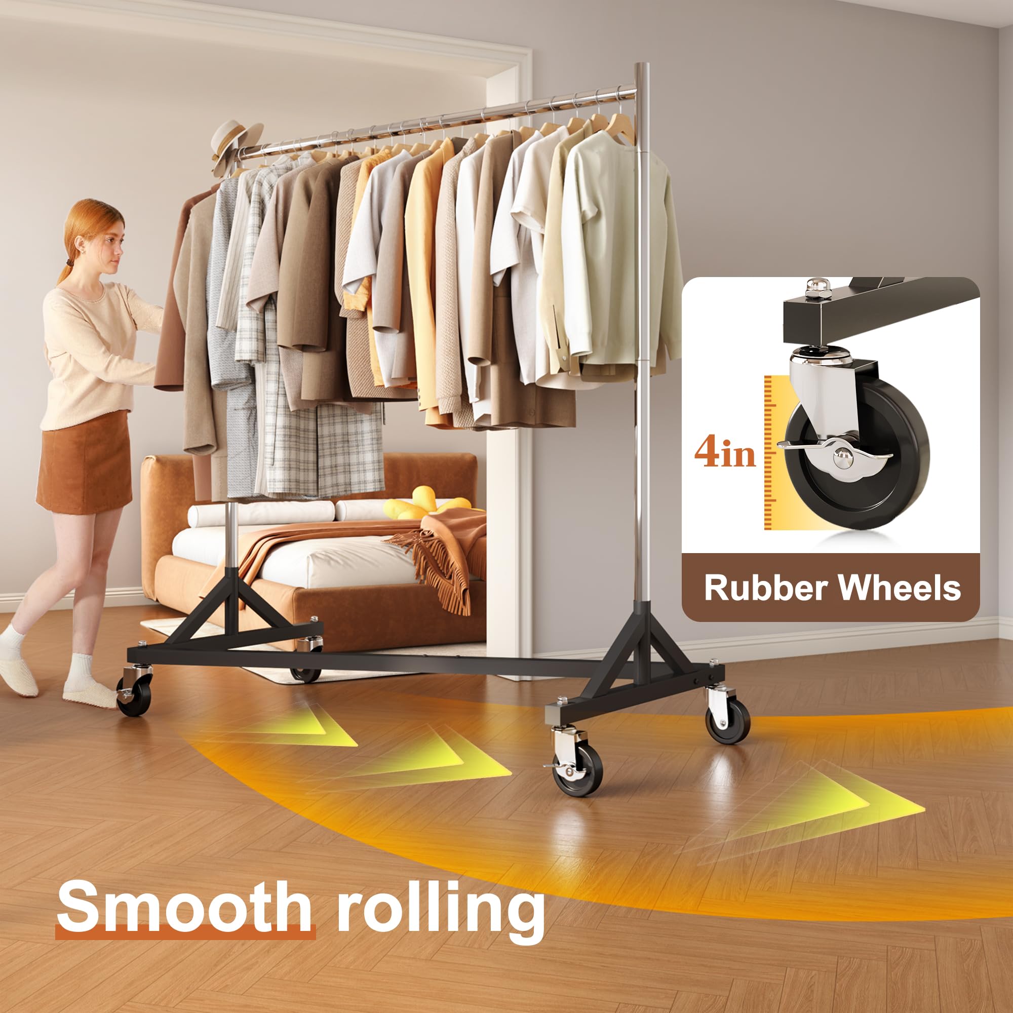 HOKEEPER 63"W Adjustable Z-Rack Garment Rack