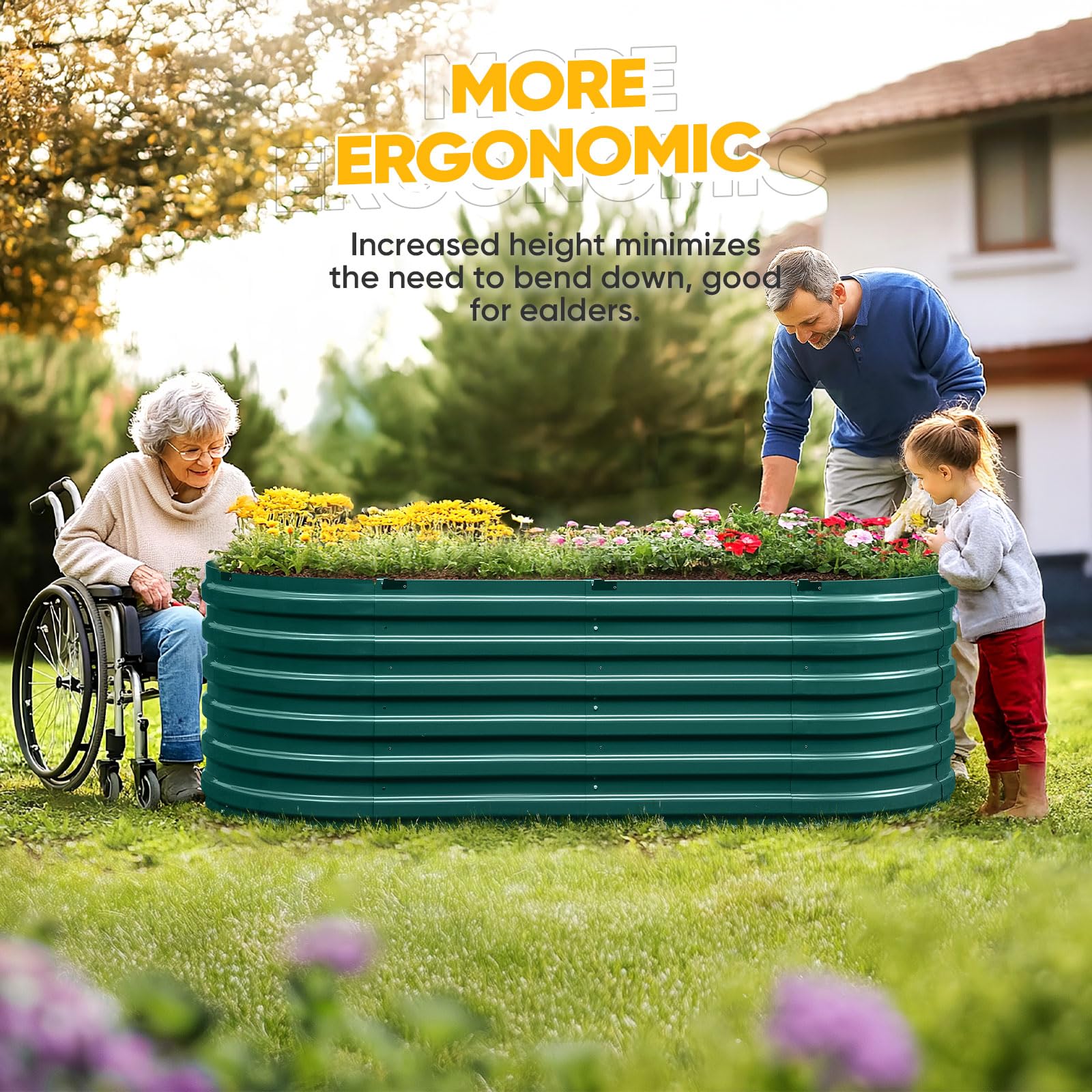KING BIRD 74"x36"x23" Quick-Setup Garden Bed - Green