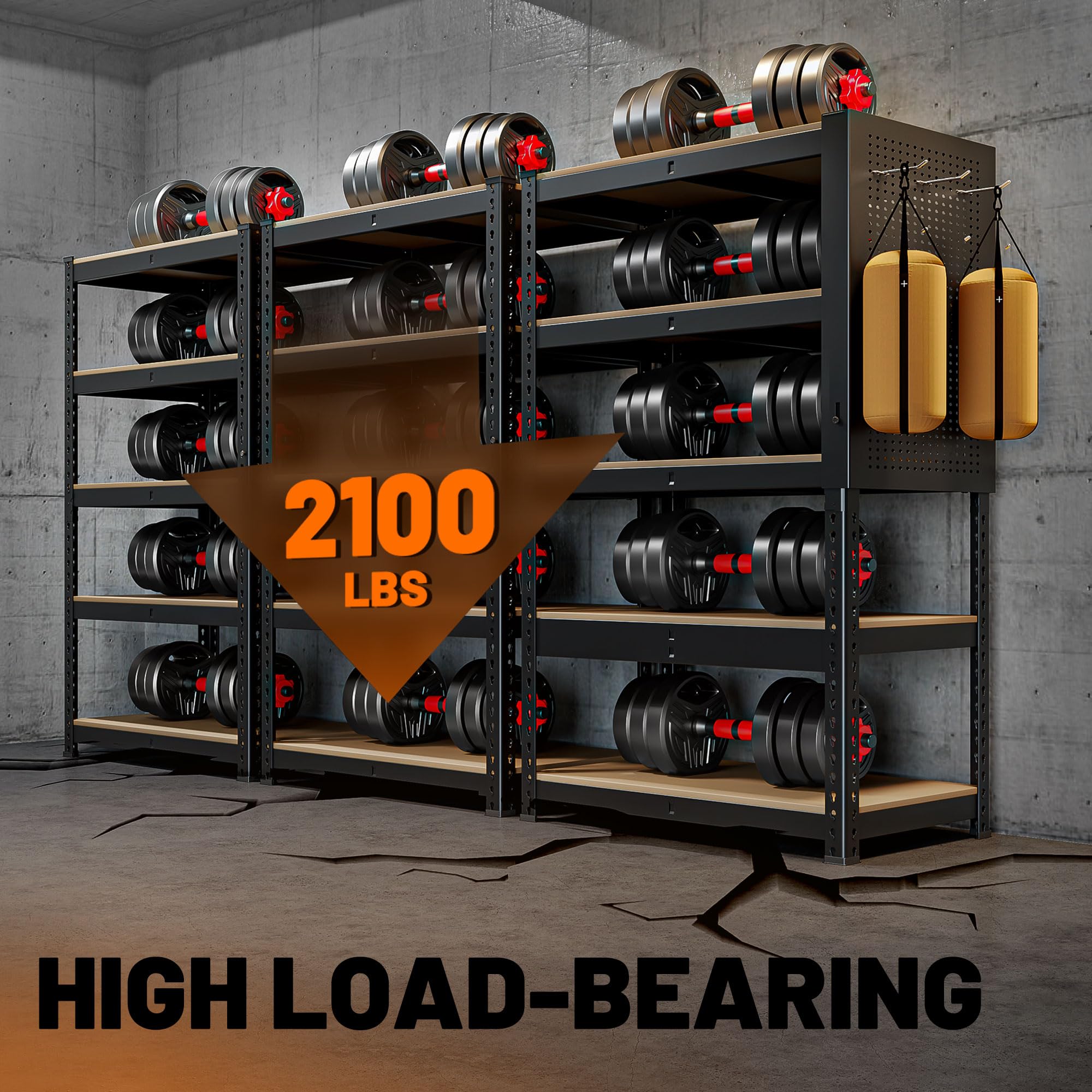 MAXLEAD 60" 2100LBS Metal Pegboard Shelves