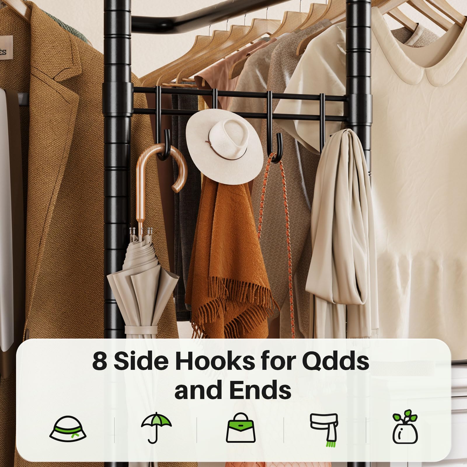 HOKEEPER 400LBS Freestanding Garment Rack with Hooks