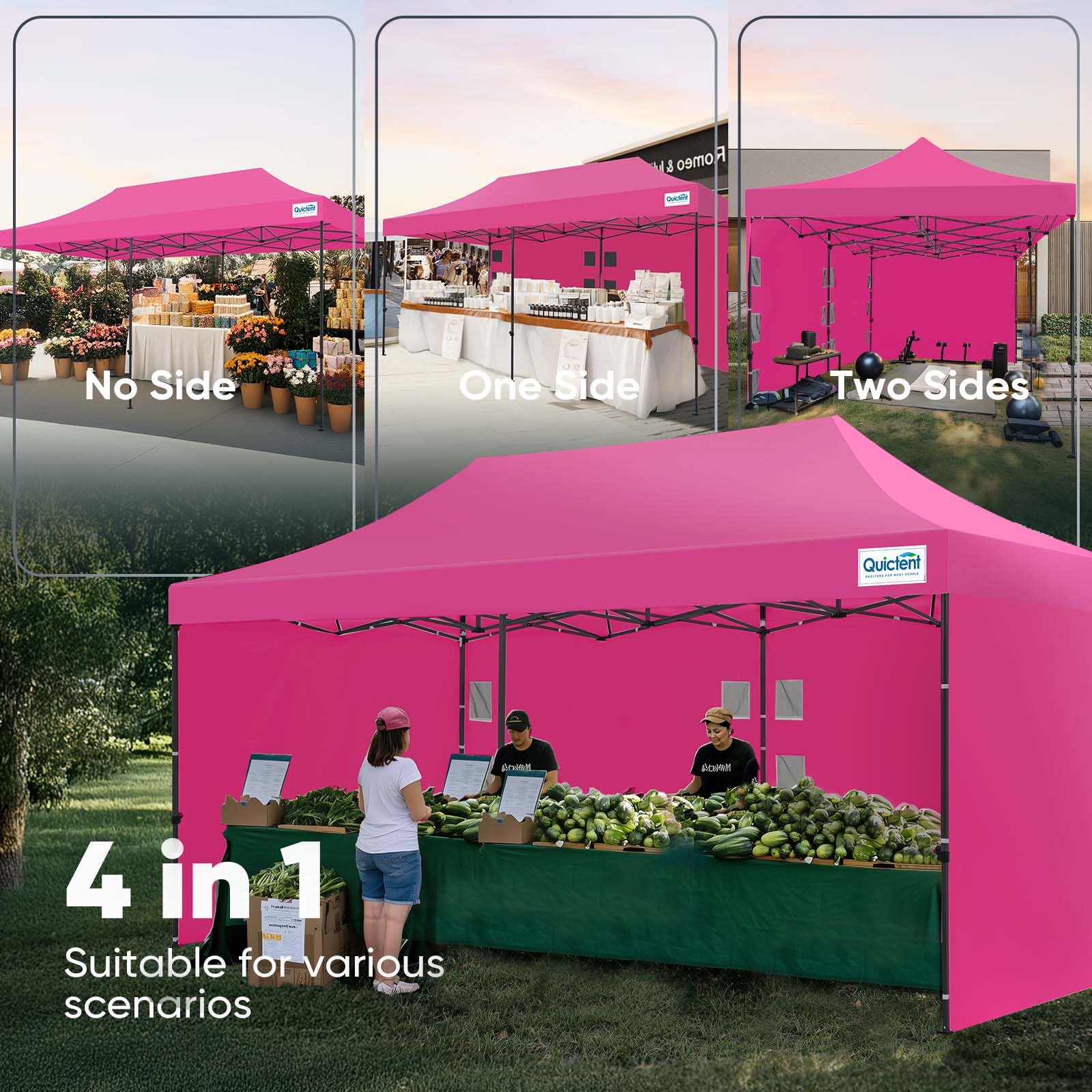 Quictent 10'x20' Heavy Duty Pop-Up Canopy with Sidewalls