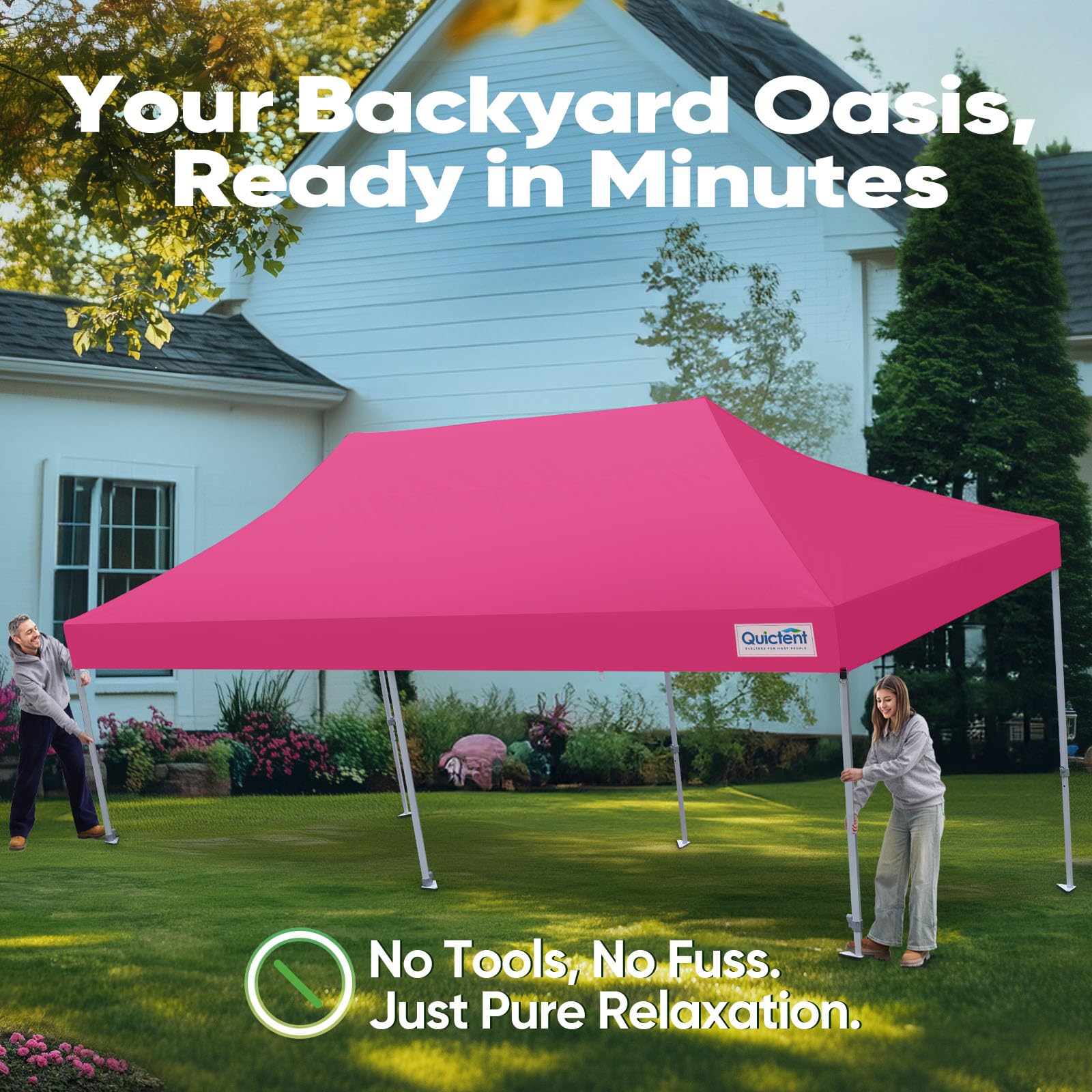 Quictent 10'x20' Heavy Duty Pop Up Canopy with Sidewalls - Pink
