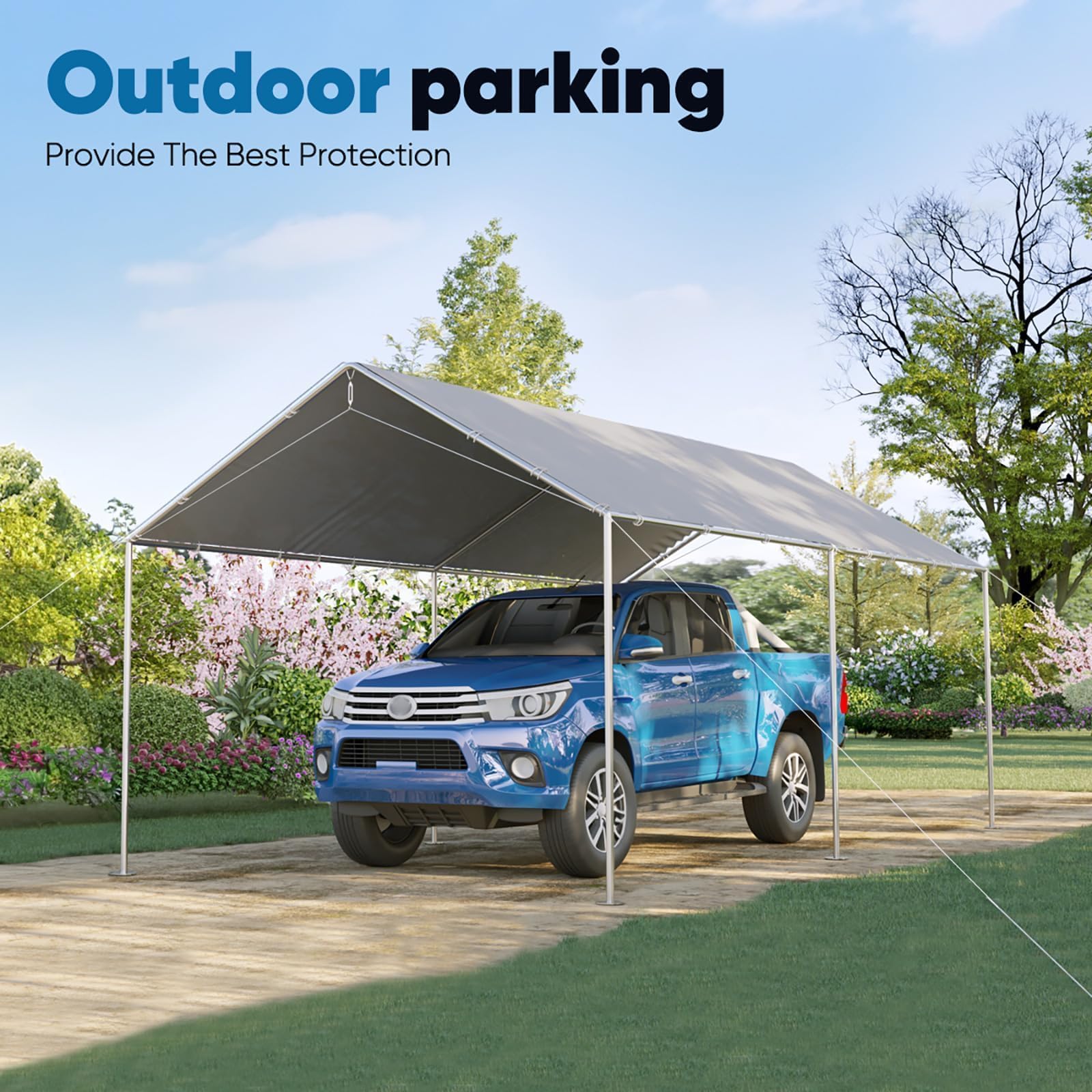 Quictent 10'x15' Heavy Duty Carport - Grey