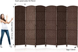 Corelax 6ft Diamond Woven Room Divider (6-Panel) - Brown