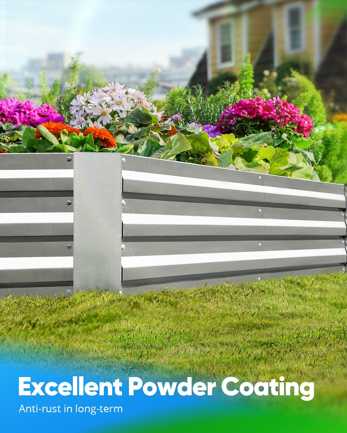 Quictent 8'x4'x1' Galvanized Raised Garden Bed