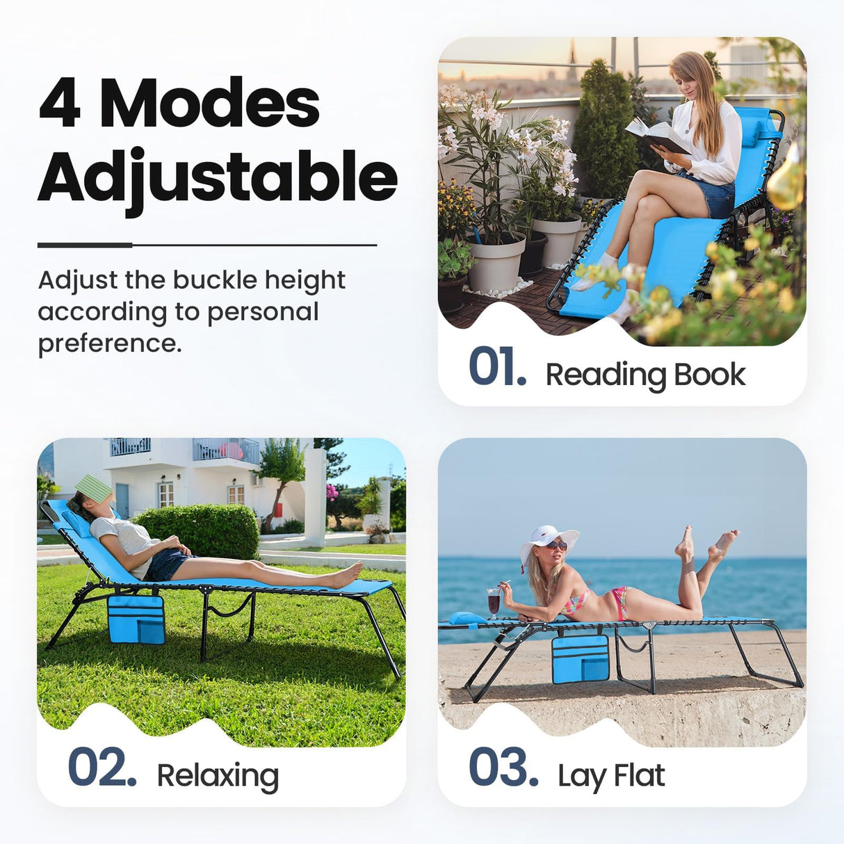 KING BIRD XL 5-Position Adjustable Chaise Lounge Chair