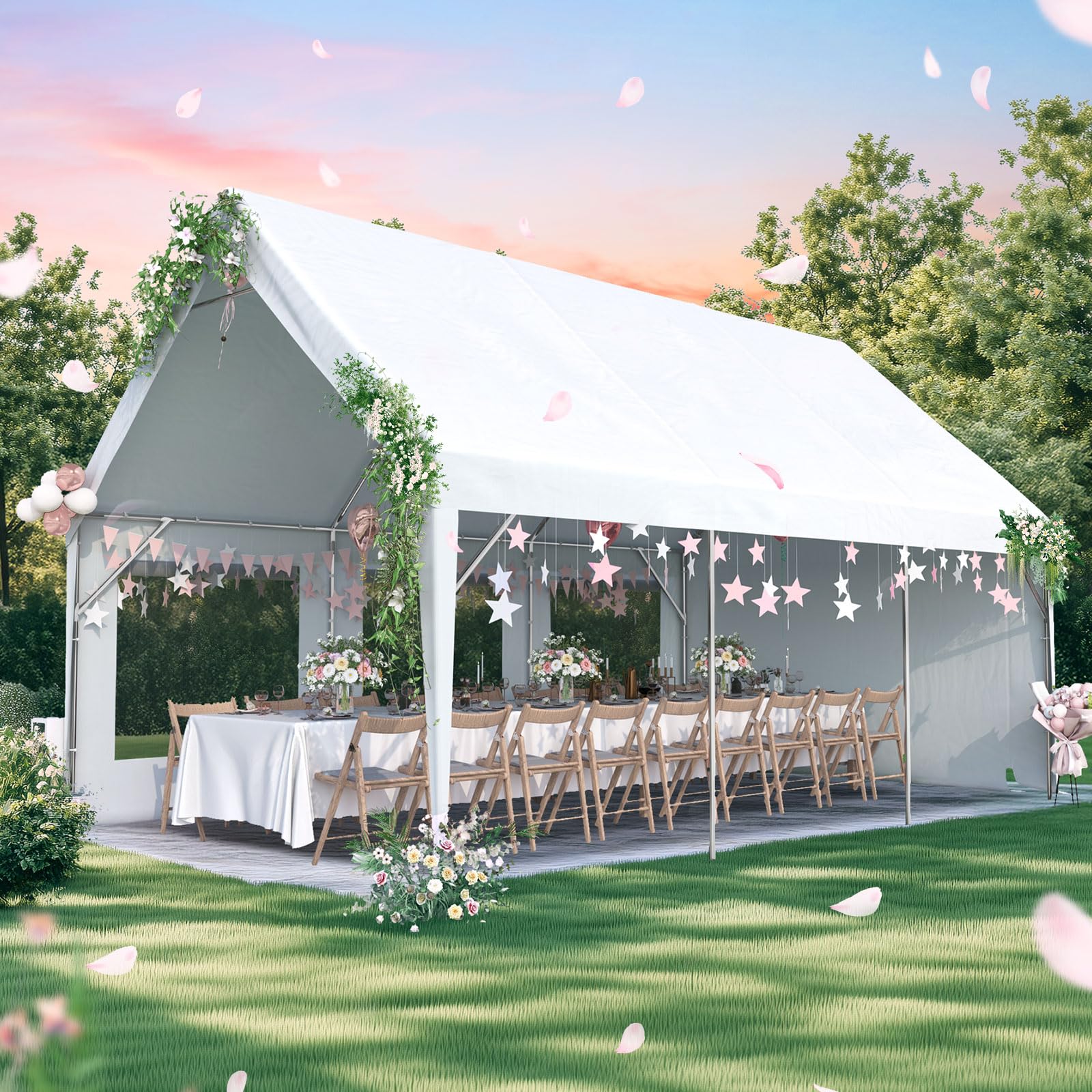 Quictent 10'x20' High Peak Carport Canopy with Sidewalls - White