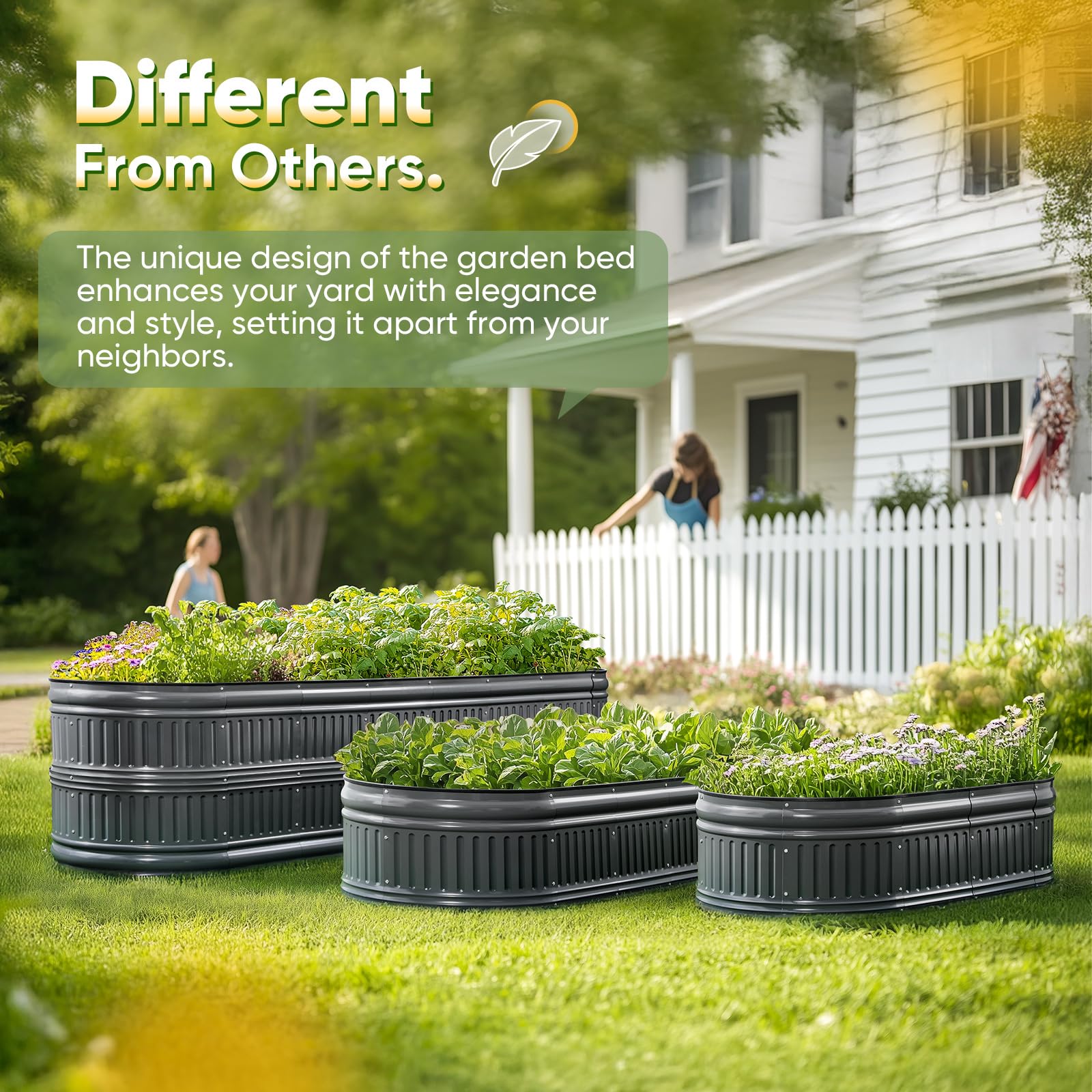 KING BIRD 94"x24"x24" Roman Column Garden Bed - Dark Grey