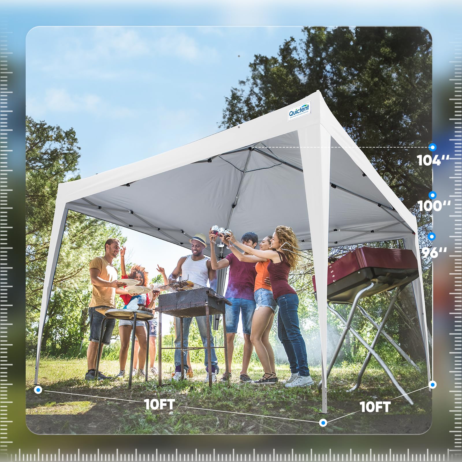Quictent 10'x10' Portable Pop-Up Canopy Tent - White