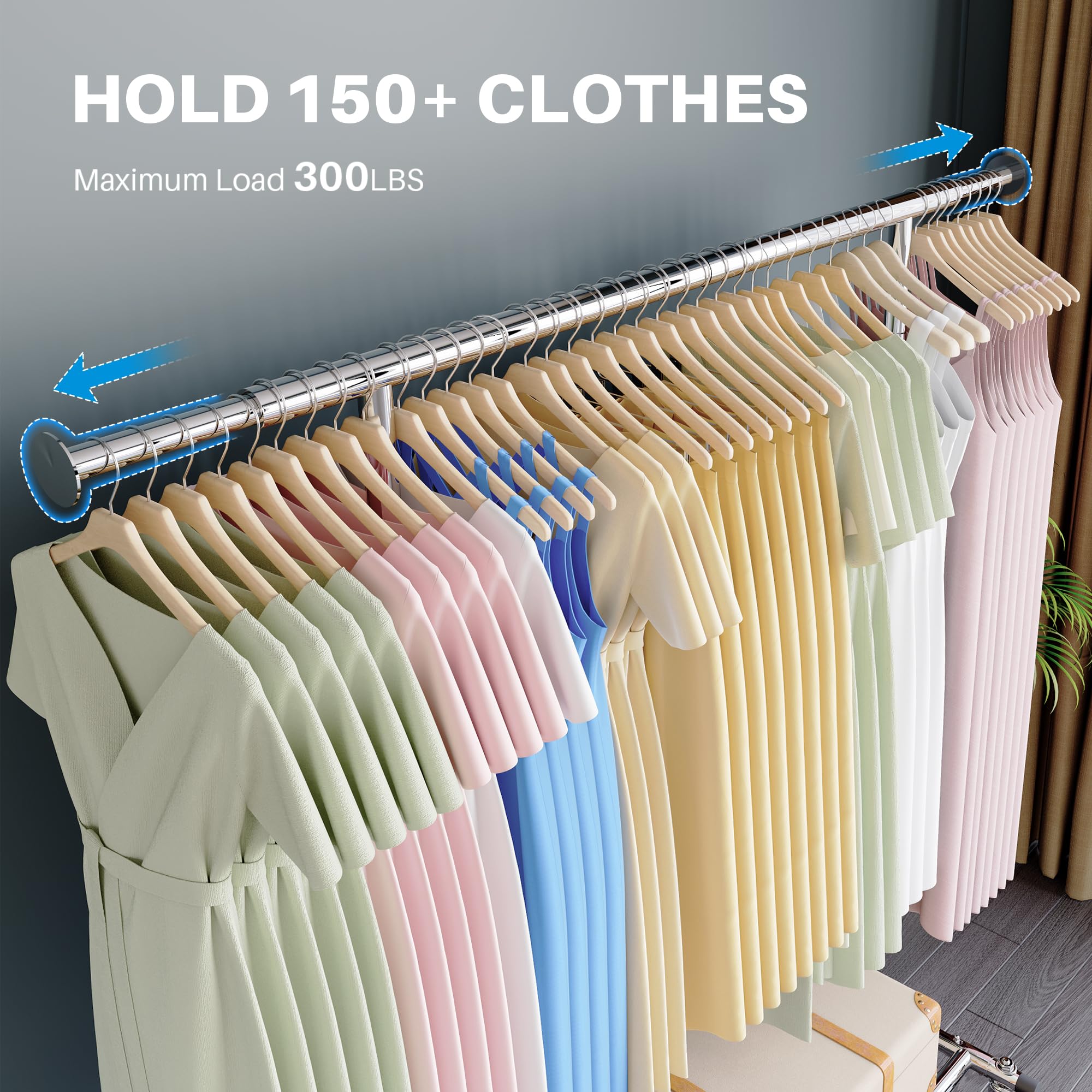 HOKEEPER 75"W 300LBS Adjustable Garment Rack