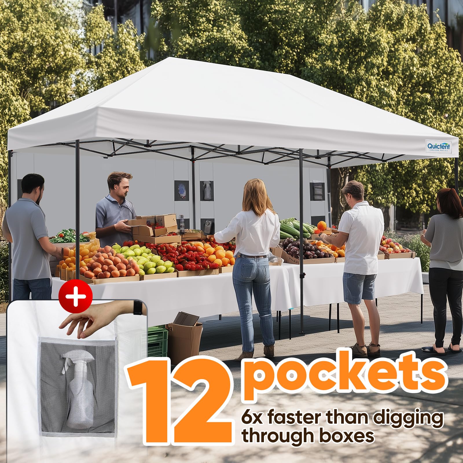 Quictent 10'x20' Commercial Pop-Up Canopy with Wheeled Bag
