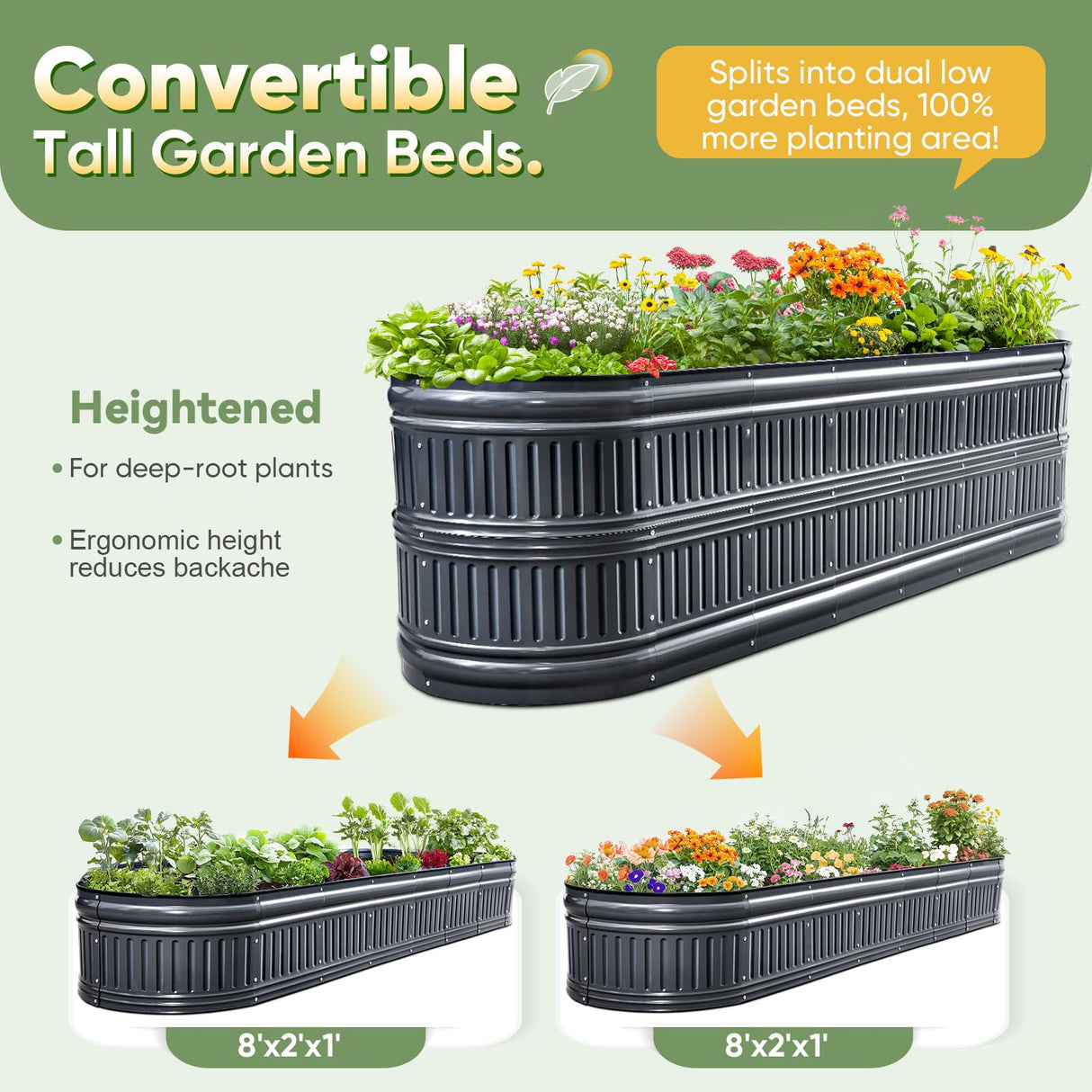 KING BIRD 94"x24"x24" Roman Column Garden Bed