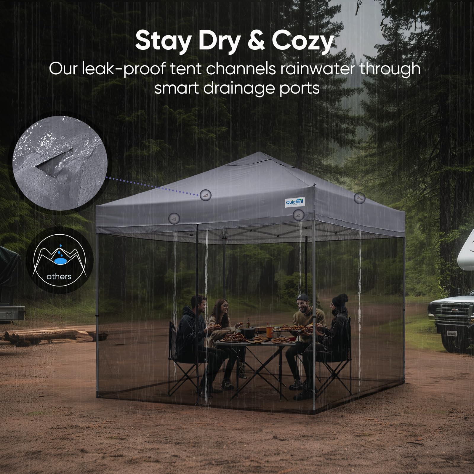 Quictent 10'x10' Screened Pop-Up Canopy with Mosquito Netting - Gray