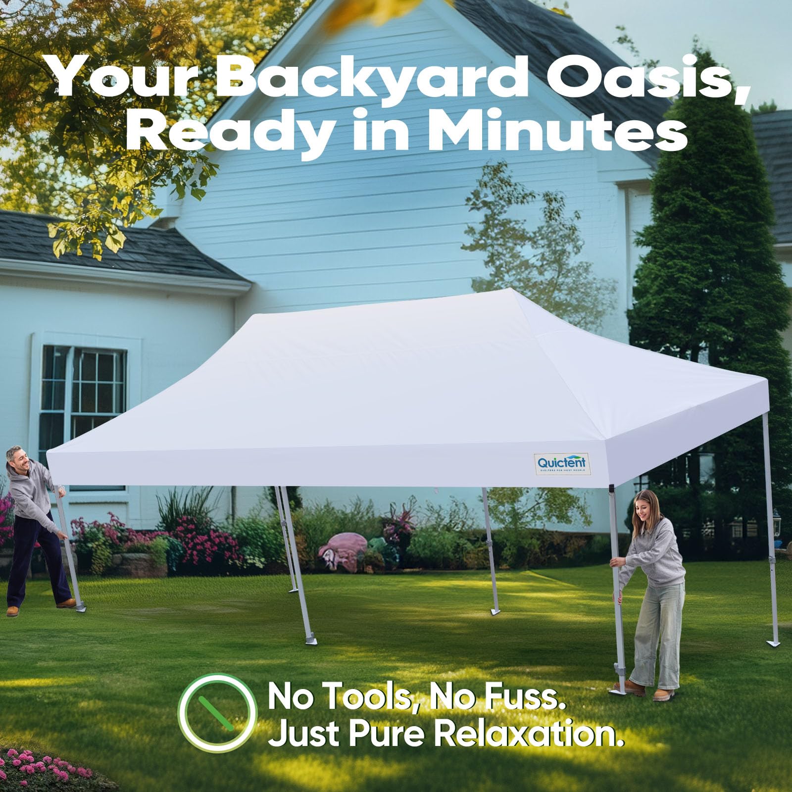 Quictent 10'x20' Heavy Duty Pop Up Canopy with Sidewalls - White