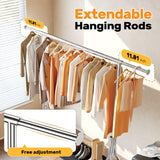 HOKEEPER 500LBS Wooden Garment Rack with Shelves - Silver