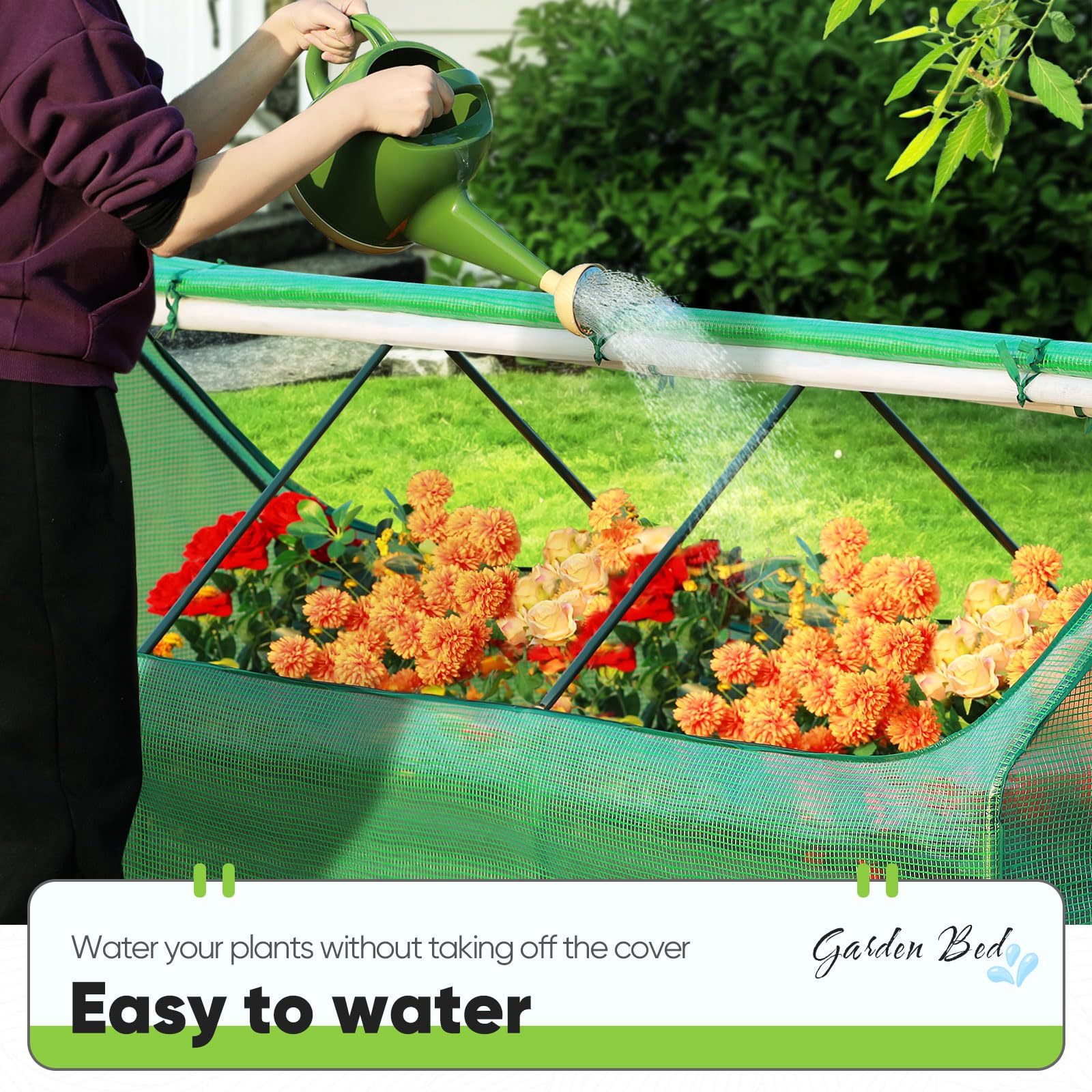 Quictent 8'x4'x2' Galvanized Raised Garden Bed with Cover - Green
