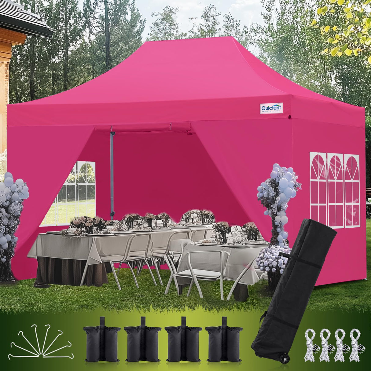 Quictent 10'x15' Heavy Duty Pop Up Canopy with Sidewalls