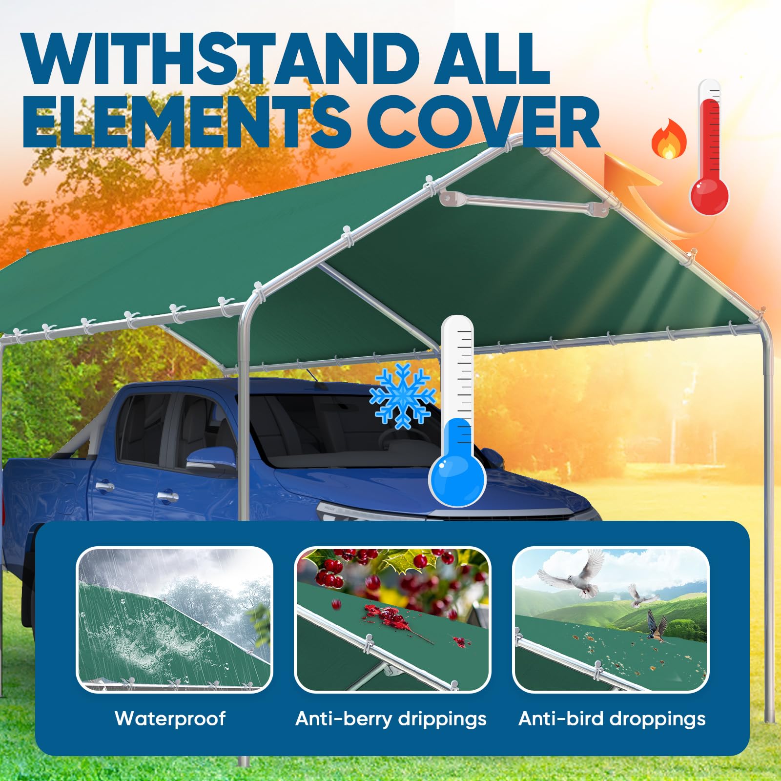 Quictent 10'x20' No-Sidewall Carport Canopy - Green