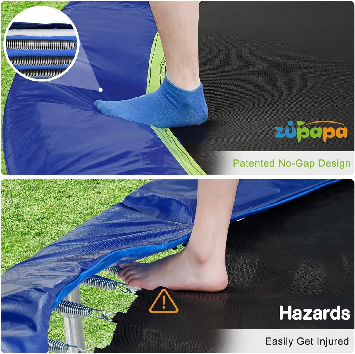 Zupapa 1500 LBS No-Gap Trampoline with Safety Net