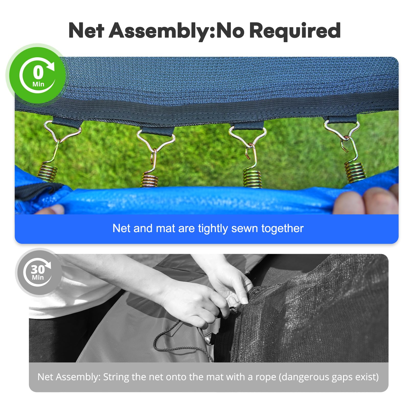 Zupapa 1500LBS 16FT No-Gap Trampoline with Non-Slip Ladder