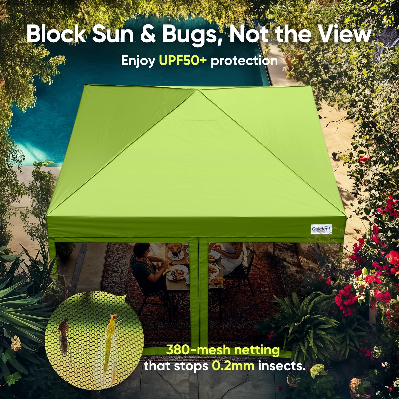 Quictent 10'x10' Pop up Screened Canopy with Mosquito Netting - Green