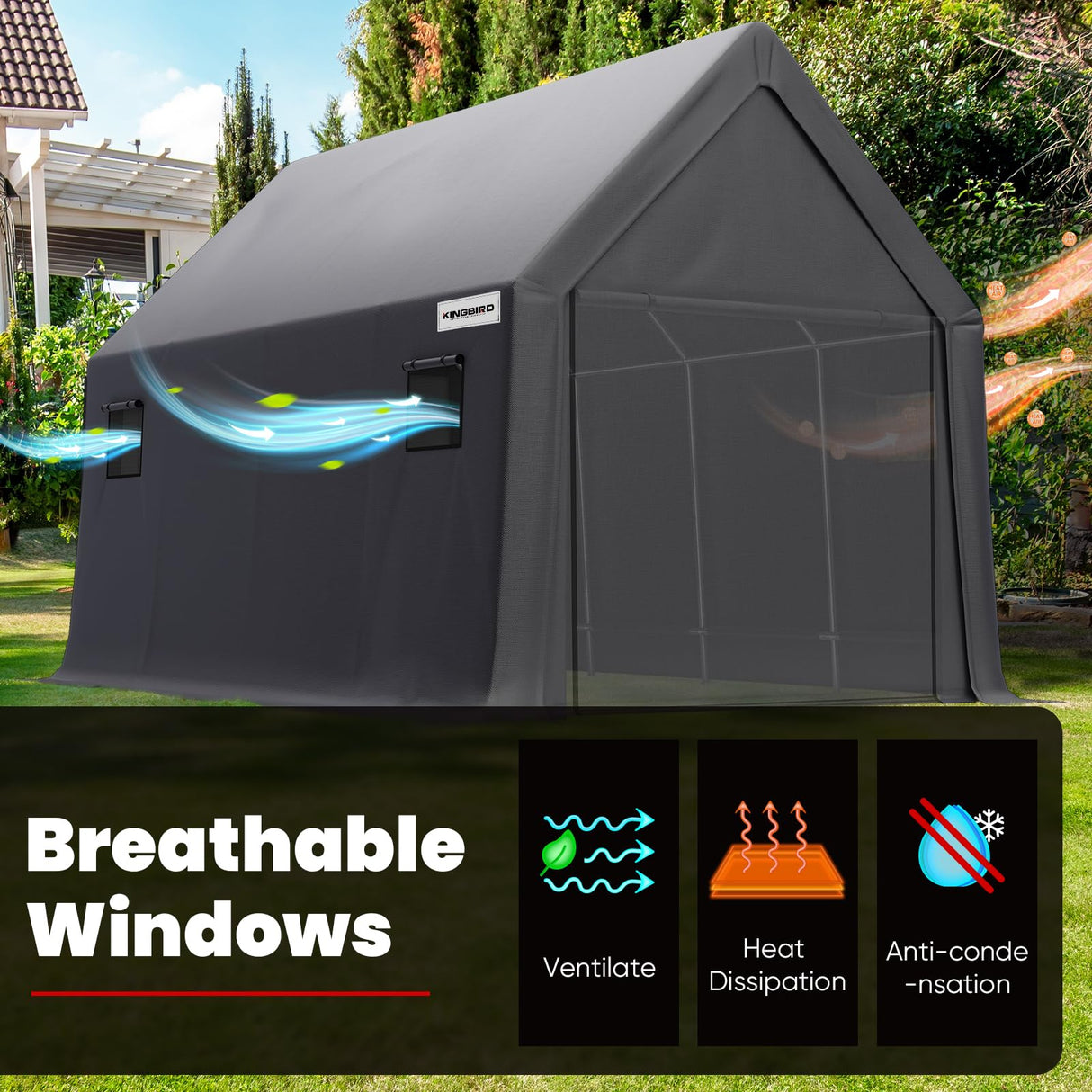 KING BIRD Heavy Duty Truck Storage Shed - Dark Gray