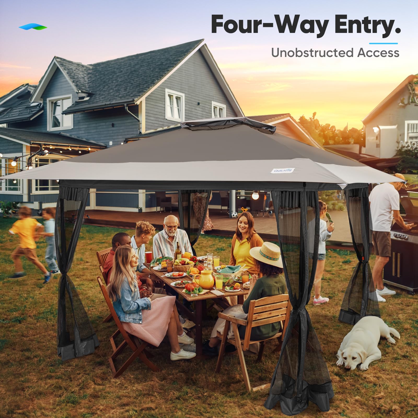 Quictent 13'x13' Instant Gazebo Canopy - Grey