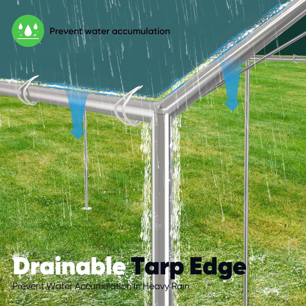 Quictent 10'x15' Galvanized Car Canopy - Green