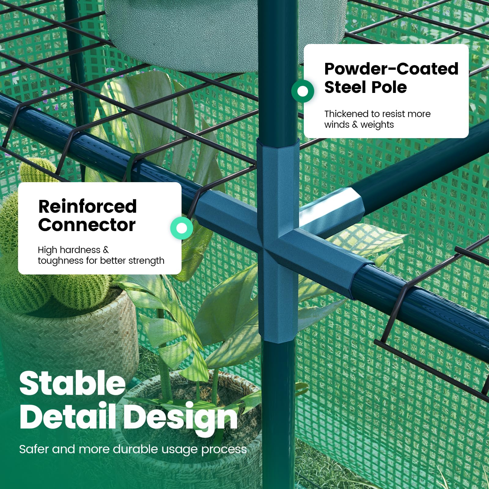 KING BIRD 56"x56"x77" Walk-in Greenhouse with 14 Shelves - Green