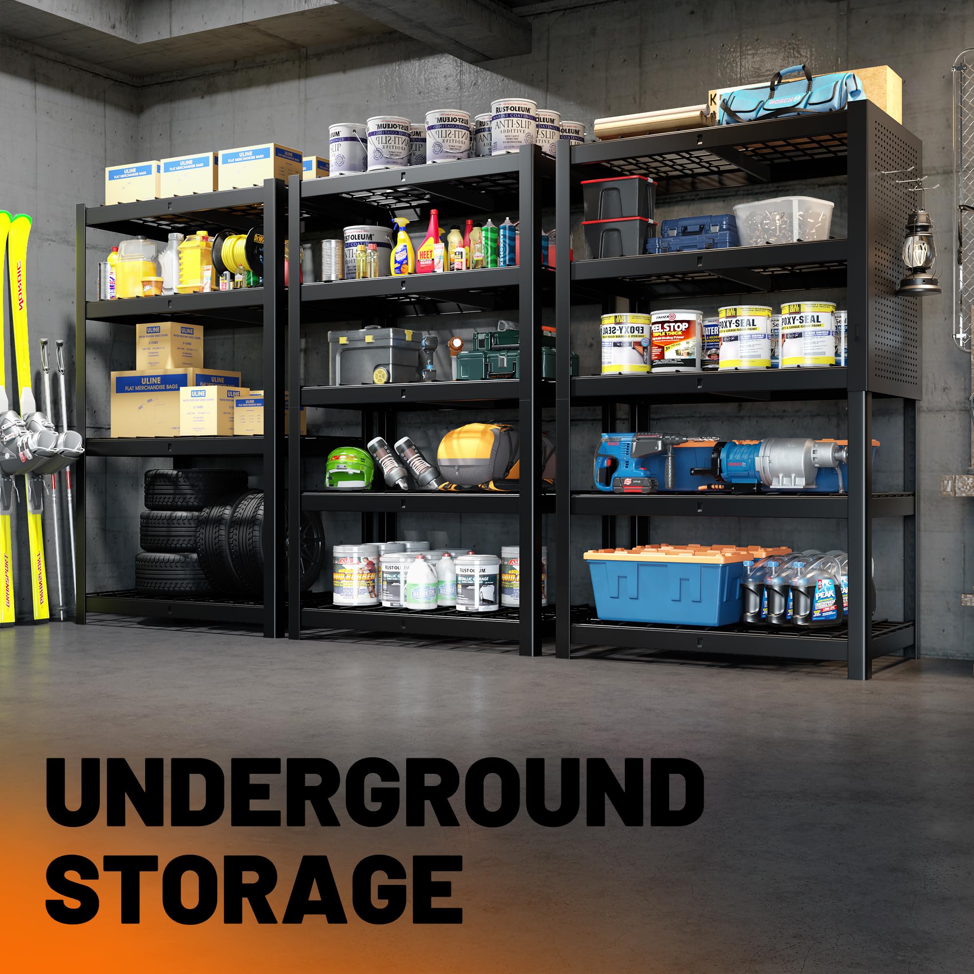 MAXLEAD 72" 3100LBS Garage Shelves with Pegboard