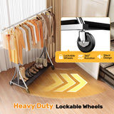 HOKEEPER 500LBS Wooden Garment Rack with Shelves - Silver