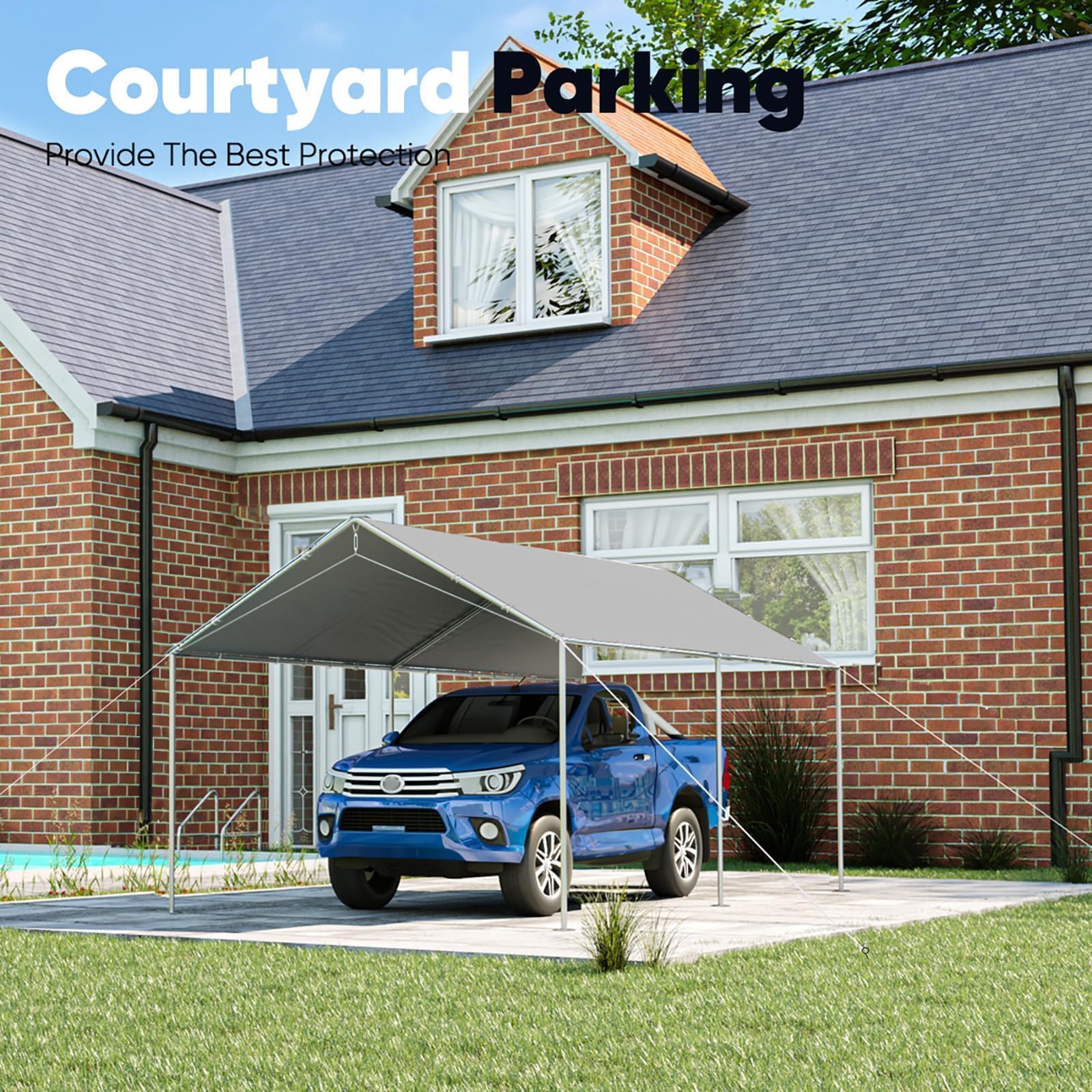 Quictent 10'x15' Heavy Duty Carport - Grey