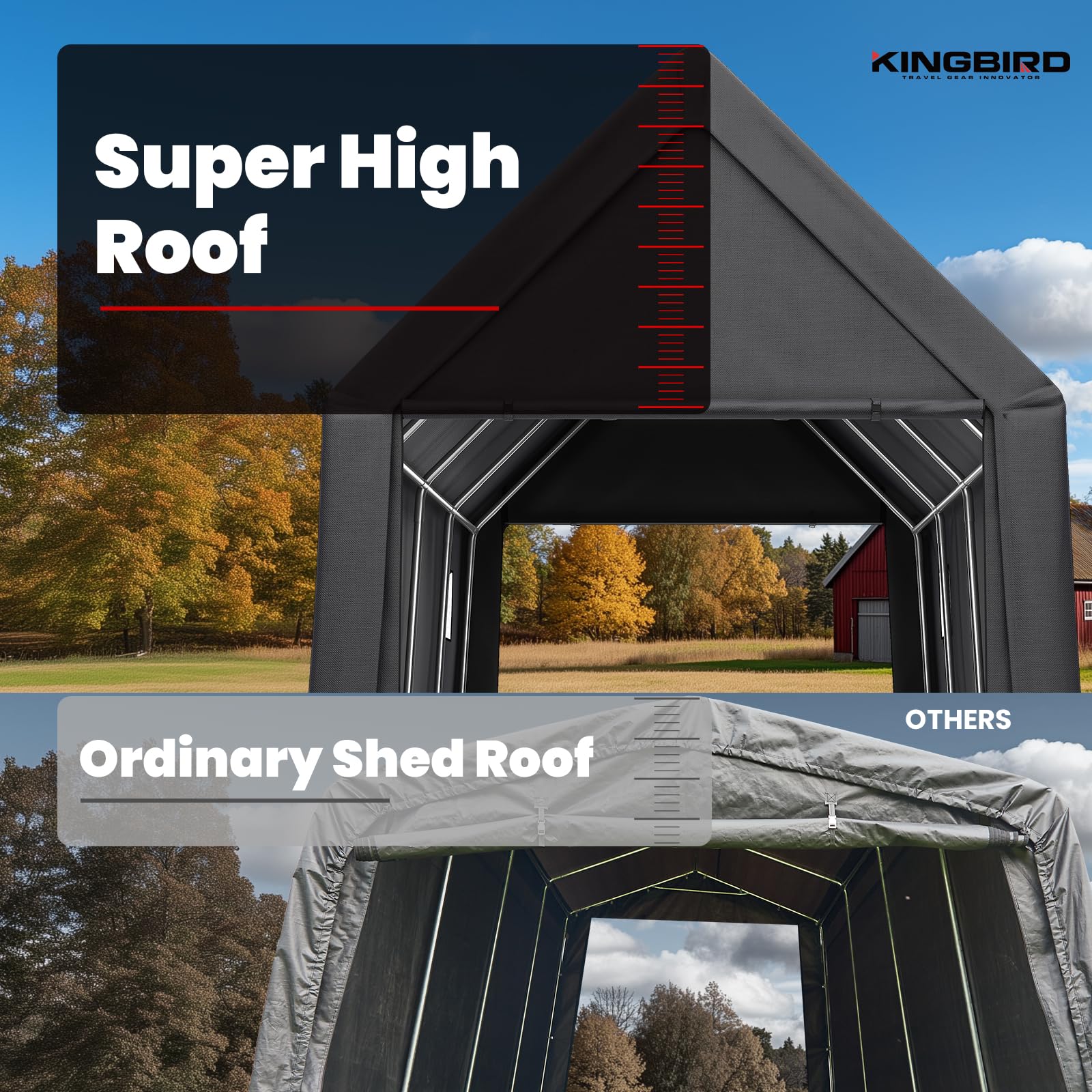 KING BIRD 10'x20' Heavy Duty Truck Carport - Dark Gray