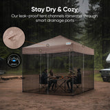 Quictent 10'x10' Screened Pop-Up Canopy with Mosquito Netting - Beige