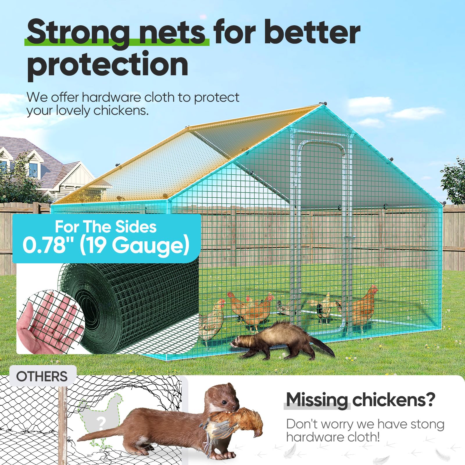 Quictent 6.6'x9'x6.6' Galvanized Metal Chicken Coop