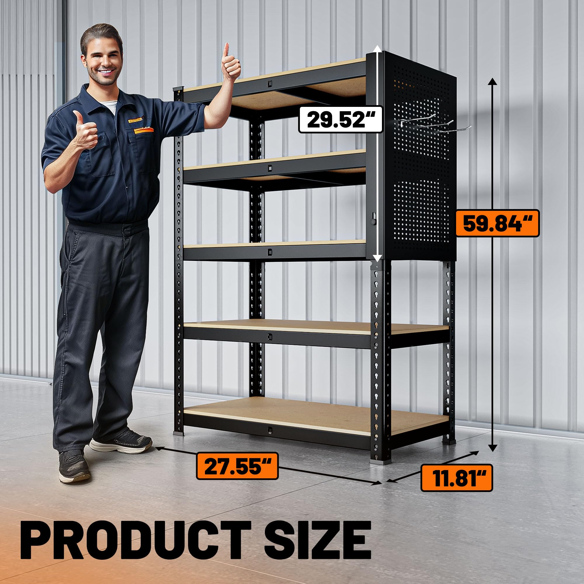 MAXLEAD 60" 2100LBS Metal Pegboard Shelves