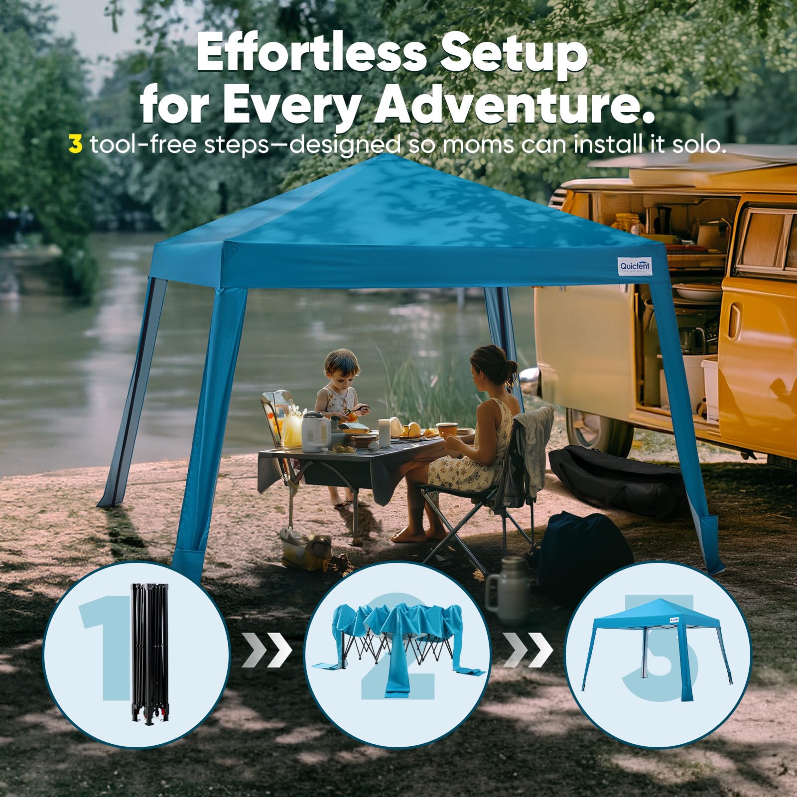 Quictent 10'x10' Portable Pop-Up Canopy Tent - Blue