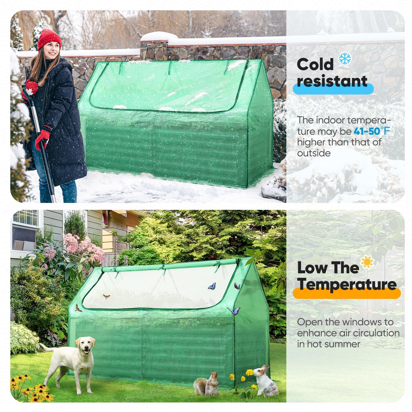 Quictent 6'x3'x2' Galvanized Raised Garden Bed with Cover - Green