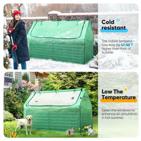 Quictent 6'x3'x2' Galvanized Raised Garden Bed with Cover - Green