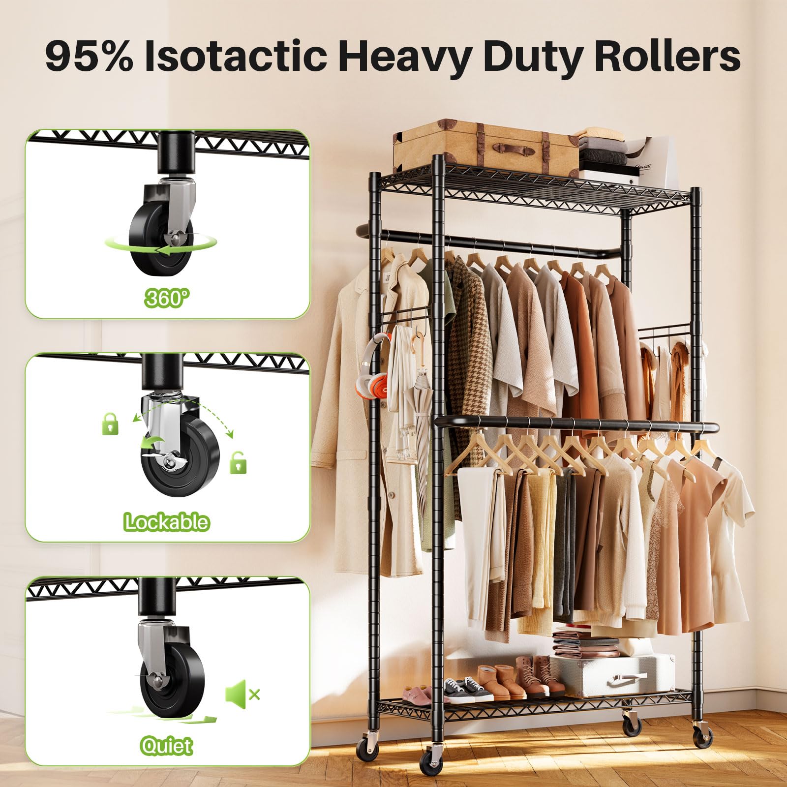 HOKEEPER 400LBS Freestanding Garment Rack with Hooks