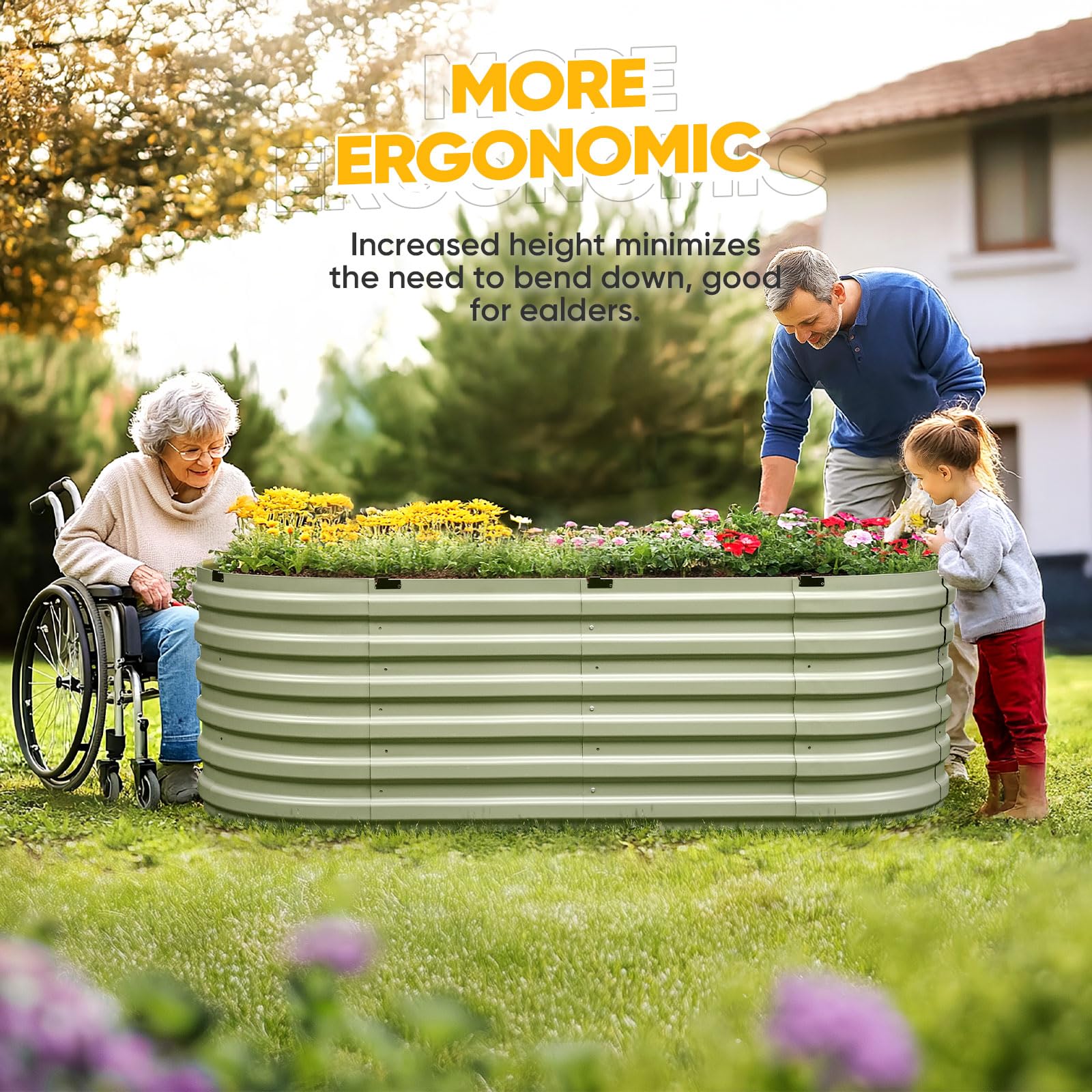 KING BIRD 74"x36"x23" Quick-Setup Garden Bed - Olive Green