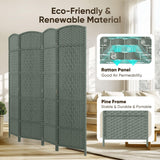 JOSTYLE 6ft Rattan Room Divider - Grey (4-Panel)
