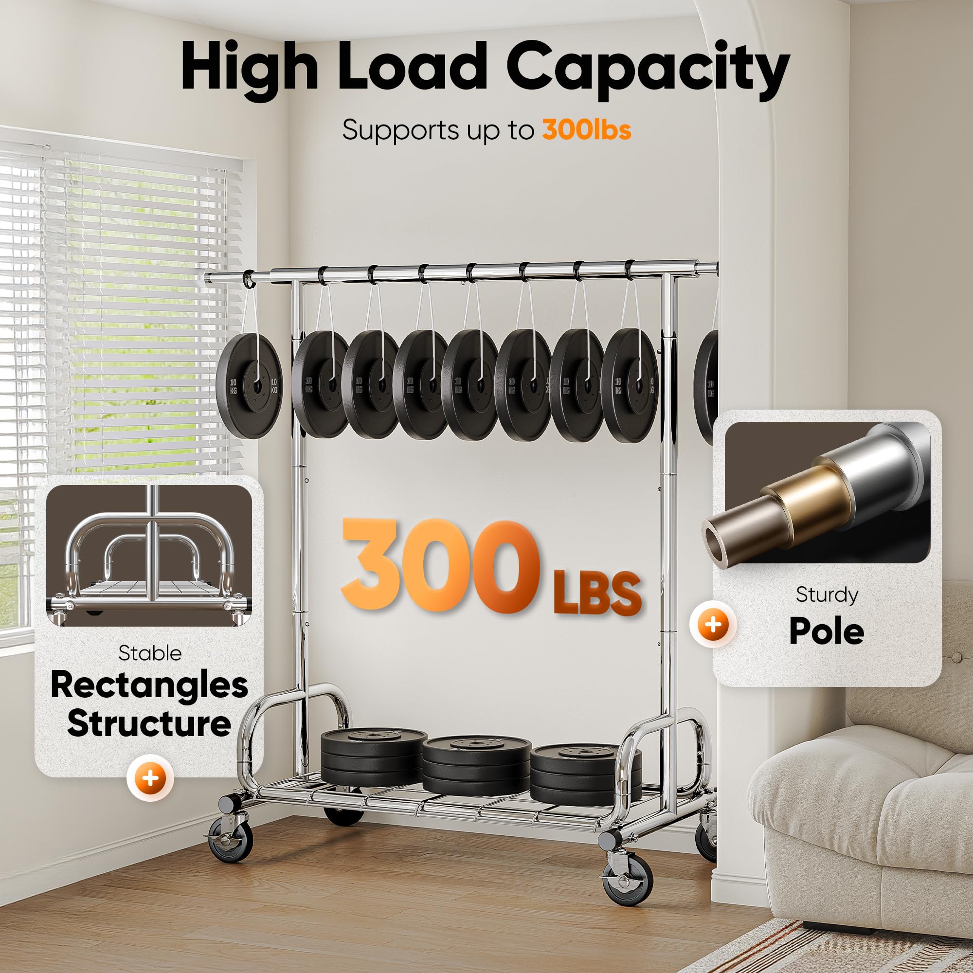 HOKEEPER Portable Garment Rack with Lockable Wheels