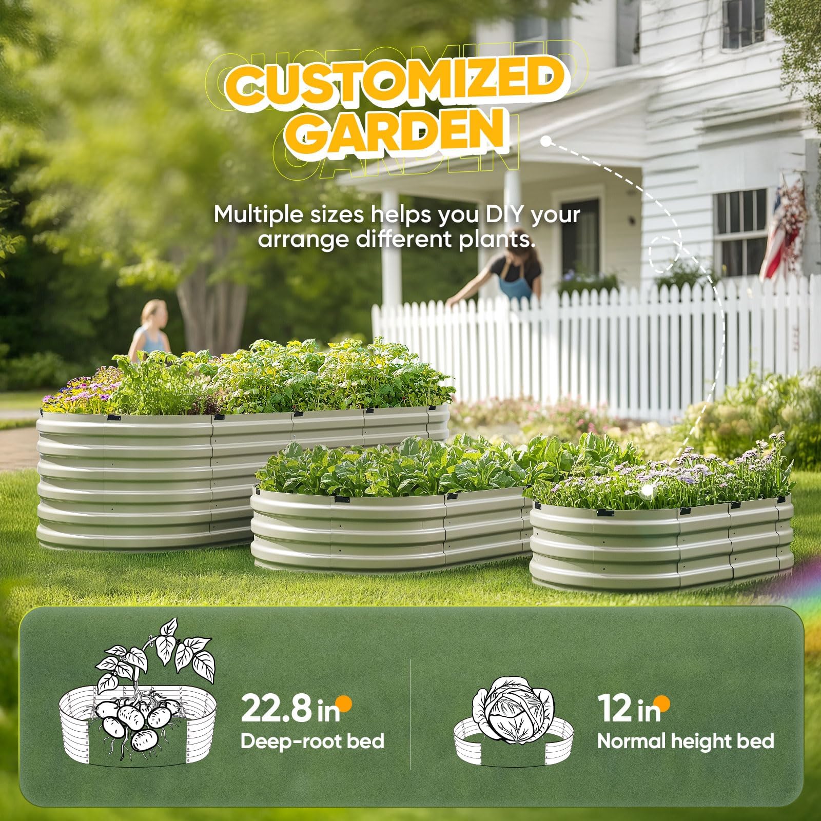 KING BIRD 8'x3'x2' Quick-Setup Garden Bed - Olive Green