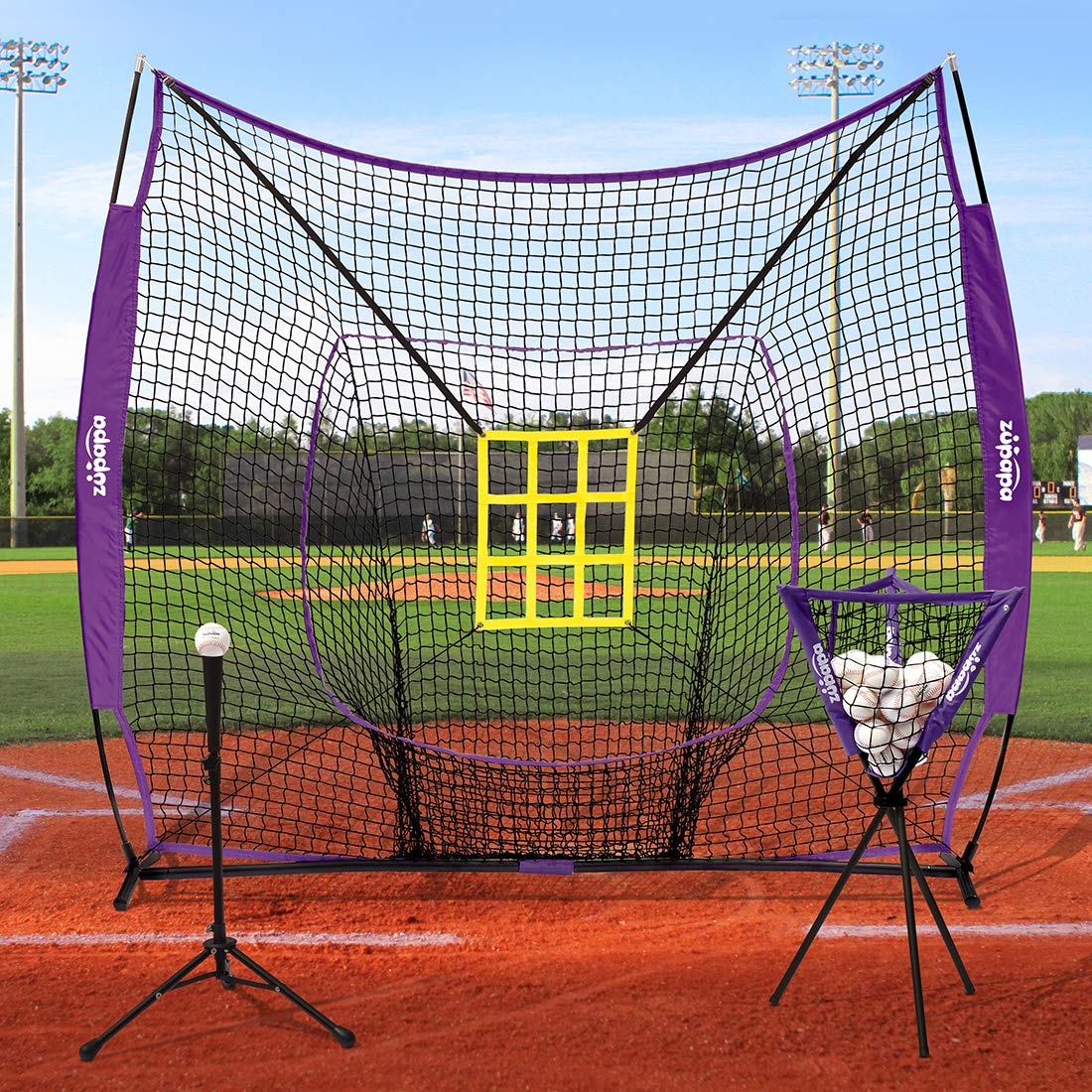 Zupapa 7'x7' Baseball Softball Practice Set - Purple
