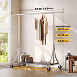HOKEEPER 500LBS Wooden Garment Rack with Shelves - Silver